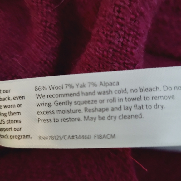 Eileen Fisher Magenta Vneck Wool Blend Sweater 3/4 Sleeves Size XXS - Picture 5 of 5